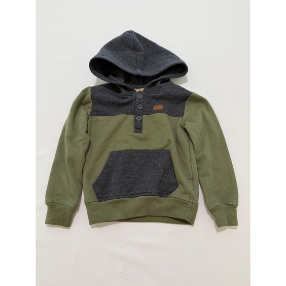 Lee Other - Lee Boys Hoodie Olive Green Charcoal Gray Colorblock Henley Pullover 2T